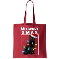 Meowy Christmas Cat With Lights And Santa Hat Bag