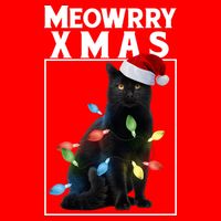 Meowy Christmas Cat With Lights And Santa Hat Golf Towel