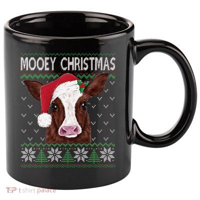 Mooey Christmas Cow Christmas Ugly Sweater 11oz C Handle Ceramic Mug