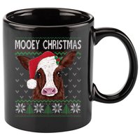 Mooey Christmas Cow Christmas Ugly Sweater 11oz C Handle Ceramic Mug