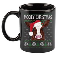 Mooey Christmas Cow Christmas Ugly Sweater 11oz C Handle Ceramic Mug