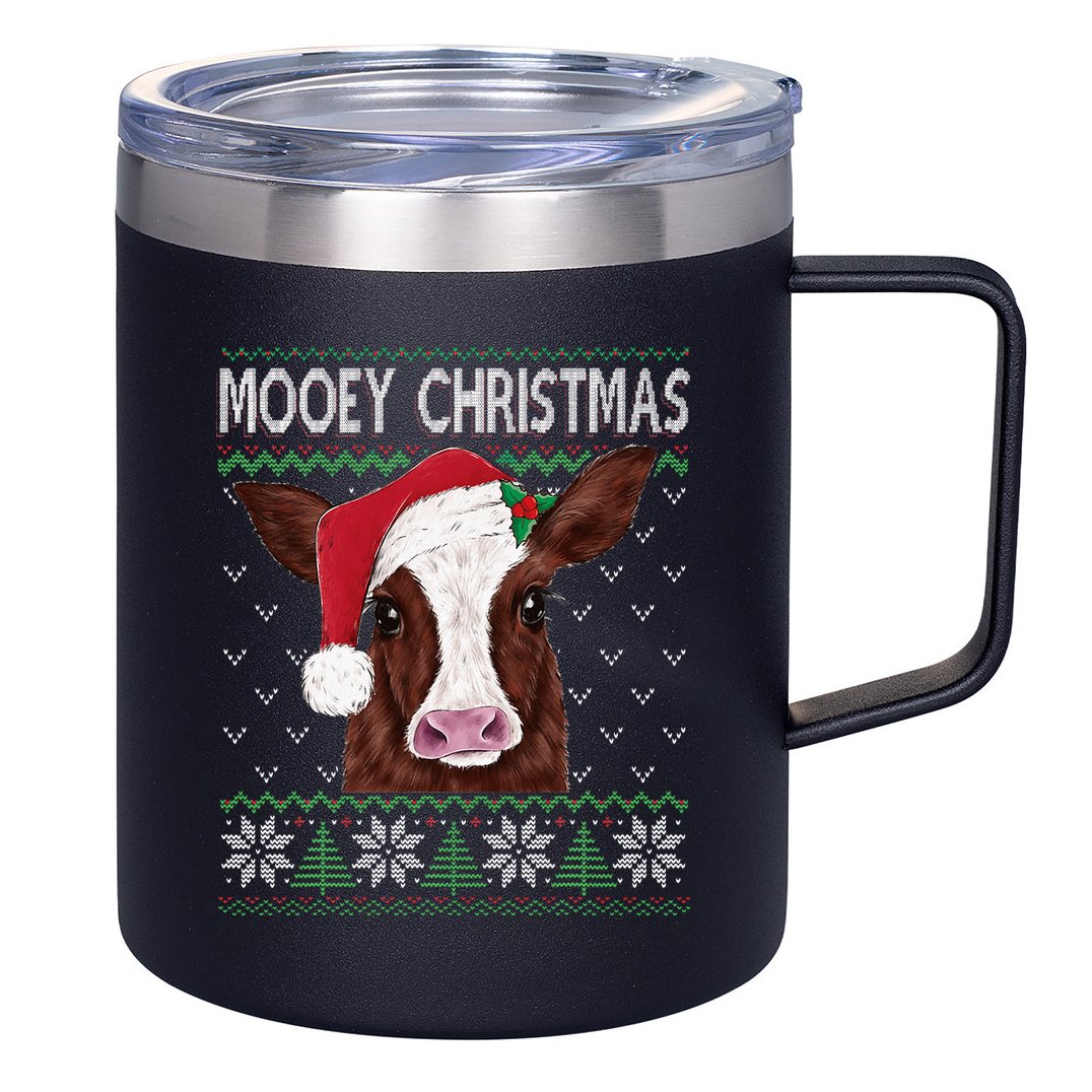 Mooey Christmas Cow Christmas Ugly Sweater 12oz Stainless Steel Coffee Mug