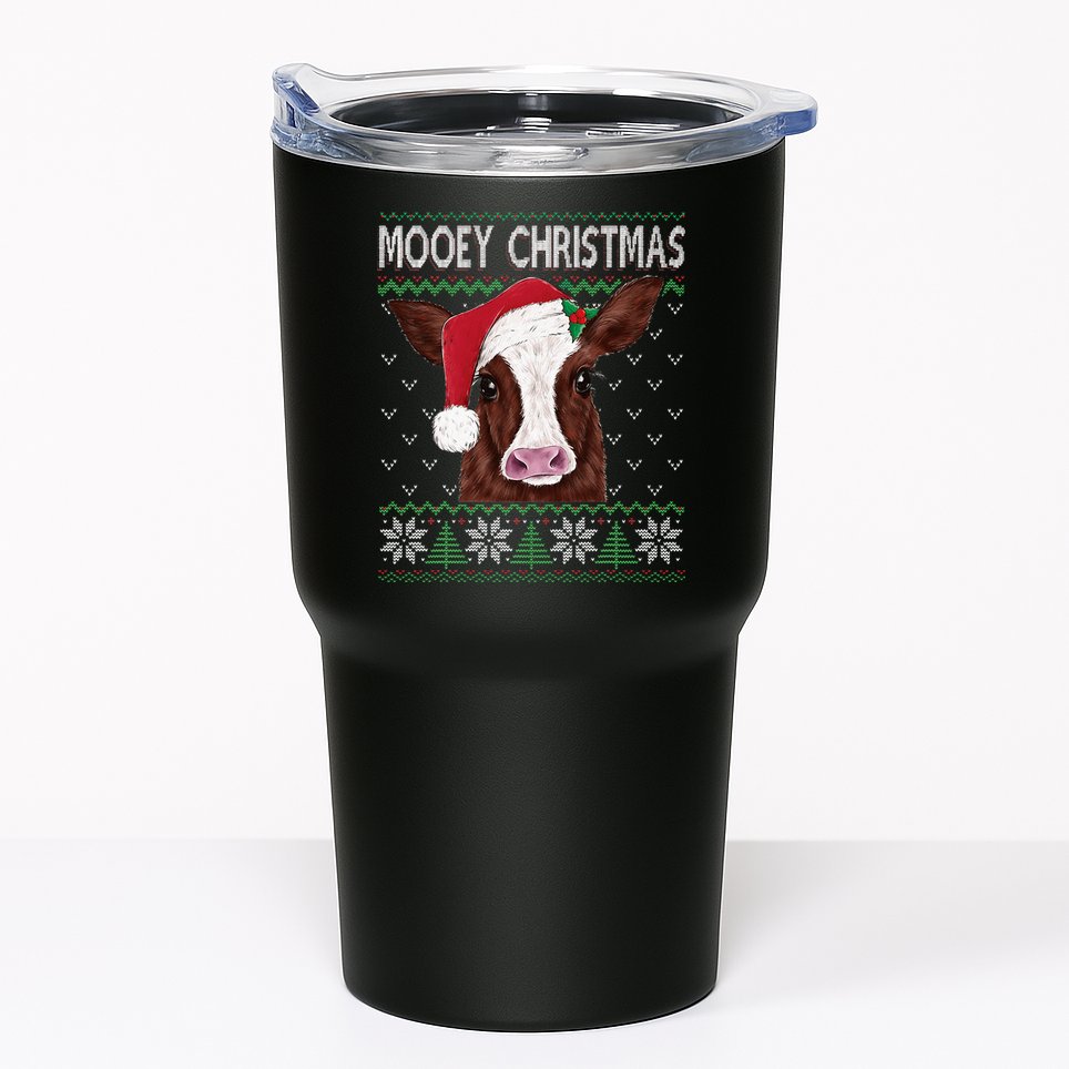 Mooey Christmas Cow Christmas Ugly Sweater Tumbler