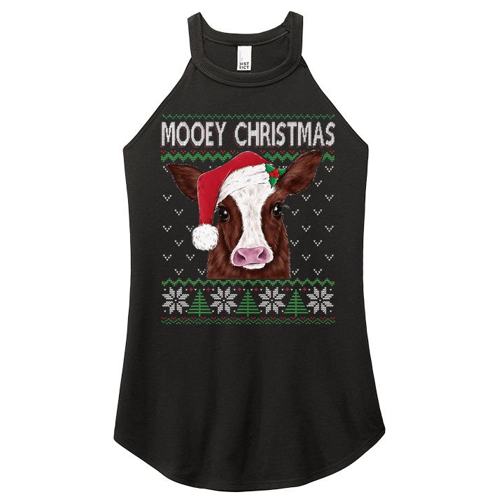 Mooey Christmas Cow Christmas Ugly Sweater Women's Perfect Tri Rocker Tank