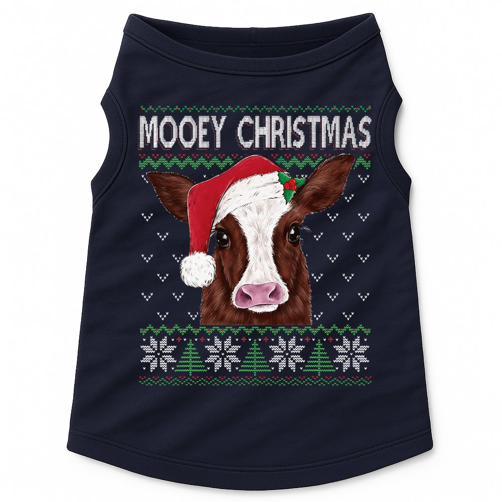 Mooey Christmas Cow Christmas Ugly Sweater Doggie Tank