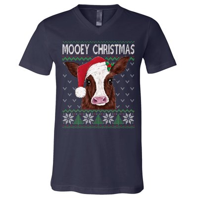 Mooey Christmas Cow Christmas Ugly Sweater V-Neck T-Shirt