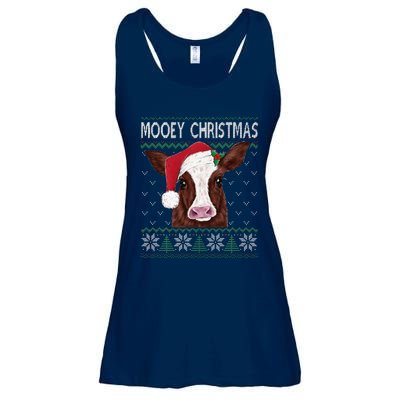 Mooey Christmas Cow Christmas Ugly Sweater Ladies Essential Flowy Tank