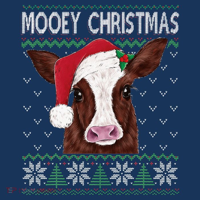Mooey Christmas Cow Christmas Ugly Sweater Flatbill Hat