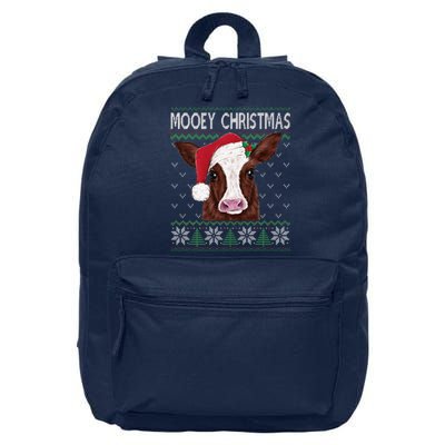 Mooey Christmas Cow Christmas Ugly Sweater 16 in Basic Backpack