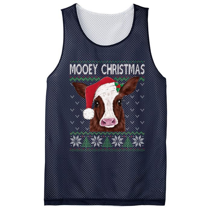 Mooey Christmas Cow Christmas Ugly Sweater Mesh Reversible Basketball Jersey Tank