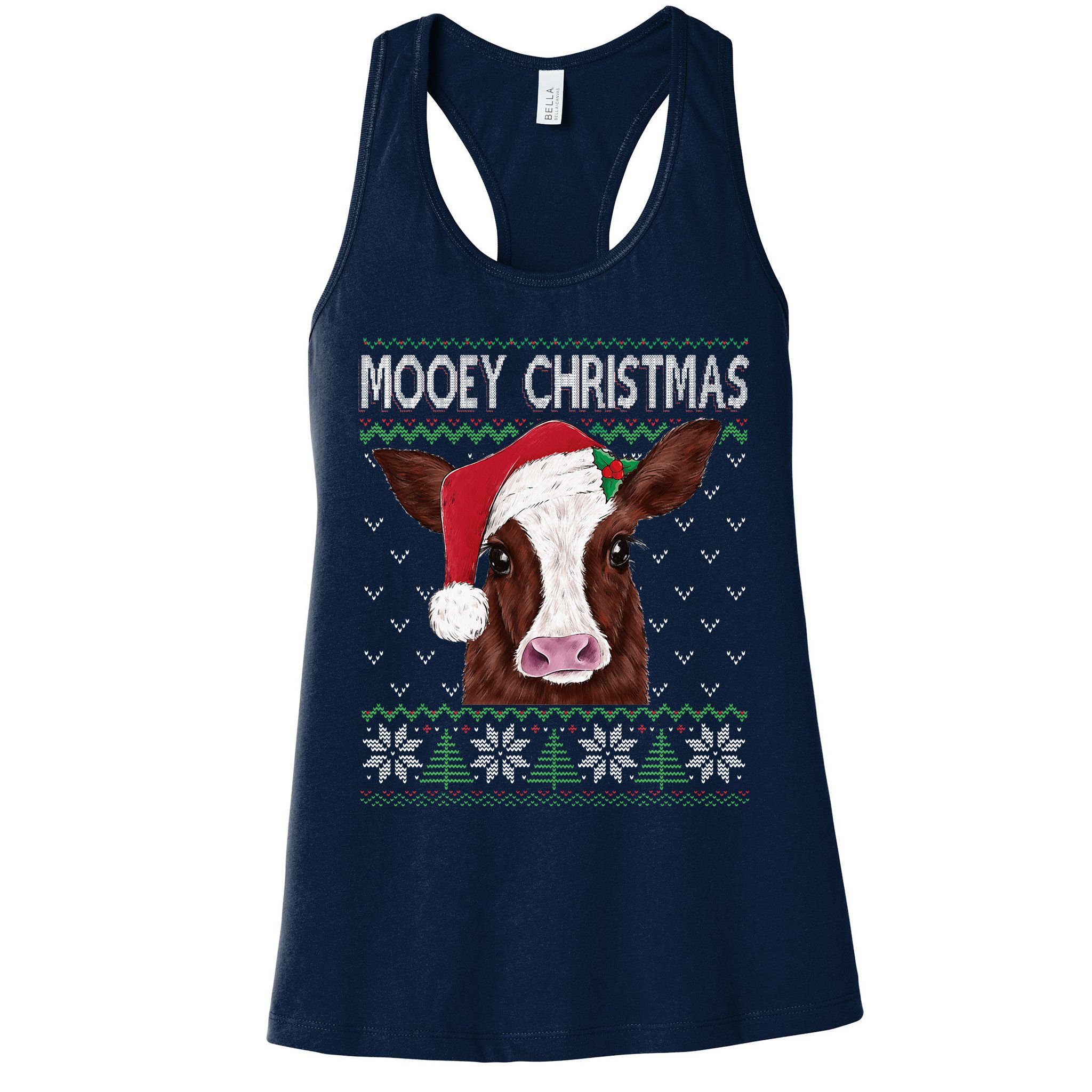 Mooey Christmas Cow Christmas Ugly Sweater Womens Tank Top