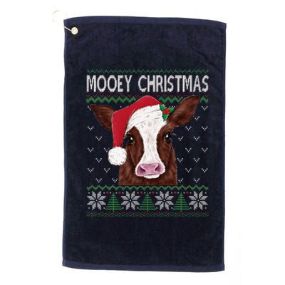 Mooey Christmas Cow Christmas Ugly Sweater Platinum Collection Golf Towel