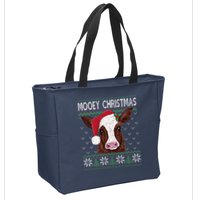 Mooey Christmas Cow Christmas Ugly Sweater Zip Tote Bag