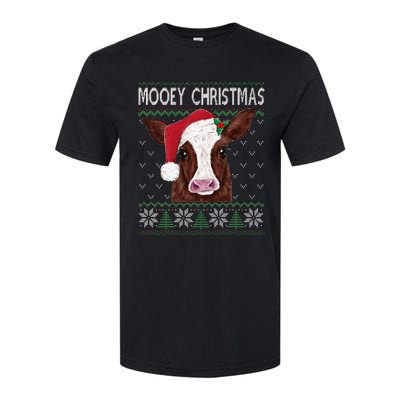 Mooey Christmas Cow Christmas Ugly Sweater Softstyle® CVC T-Shirt