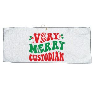 Merry Custodian Christmas Large Microfiber Waffle Golf Towel