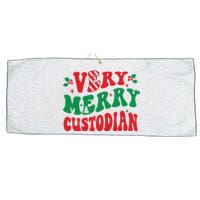 Merry Custodian Christmas Large Microfiber Waffle Golf Towel