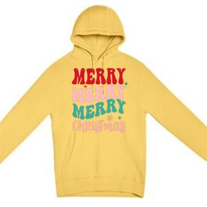 Merry Christmas Cute Holiday Groovy Premium Pullover Hoodie