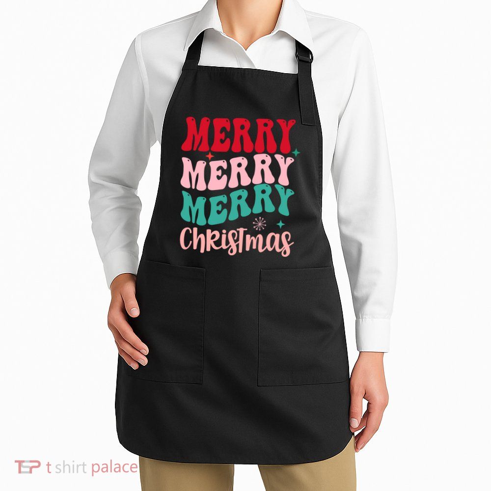 Merry Christmas Cute Holiday Groovy Apron