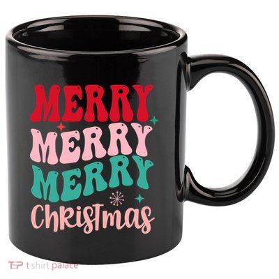 Merry Christmas Cute Holiday Groovy 11oz C Handle Ceramic Mug