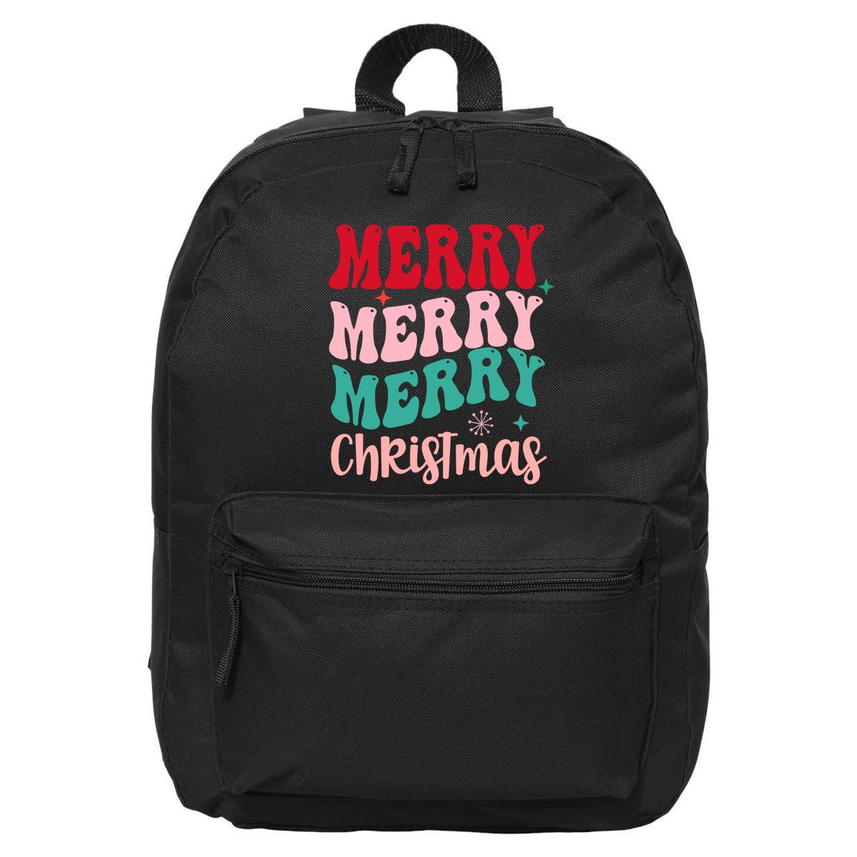 Merry Christmas Cute Holiday Groovy 16 in Basic Backpack