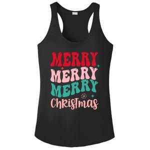 Merry Christmas Cute Holiday Groovy Ladies PosiCharge Competitor Racerback Tank