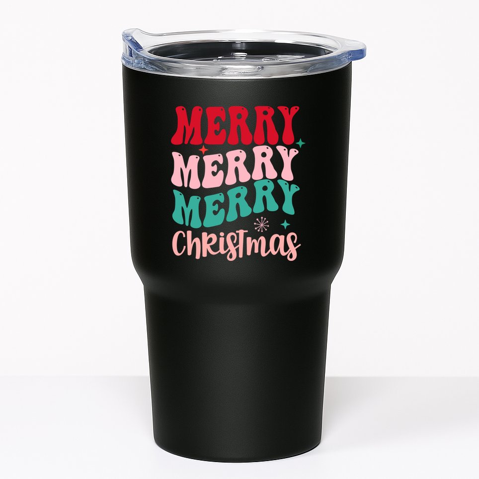 Merry Christmas Cute Holiday Groovy Tumbler