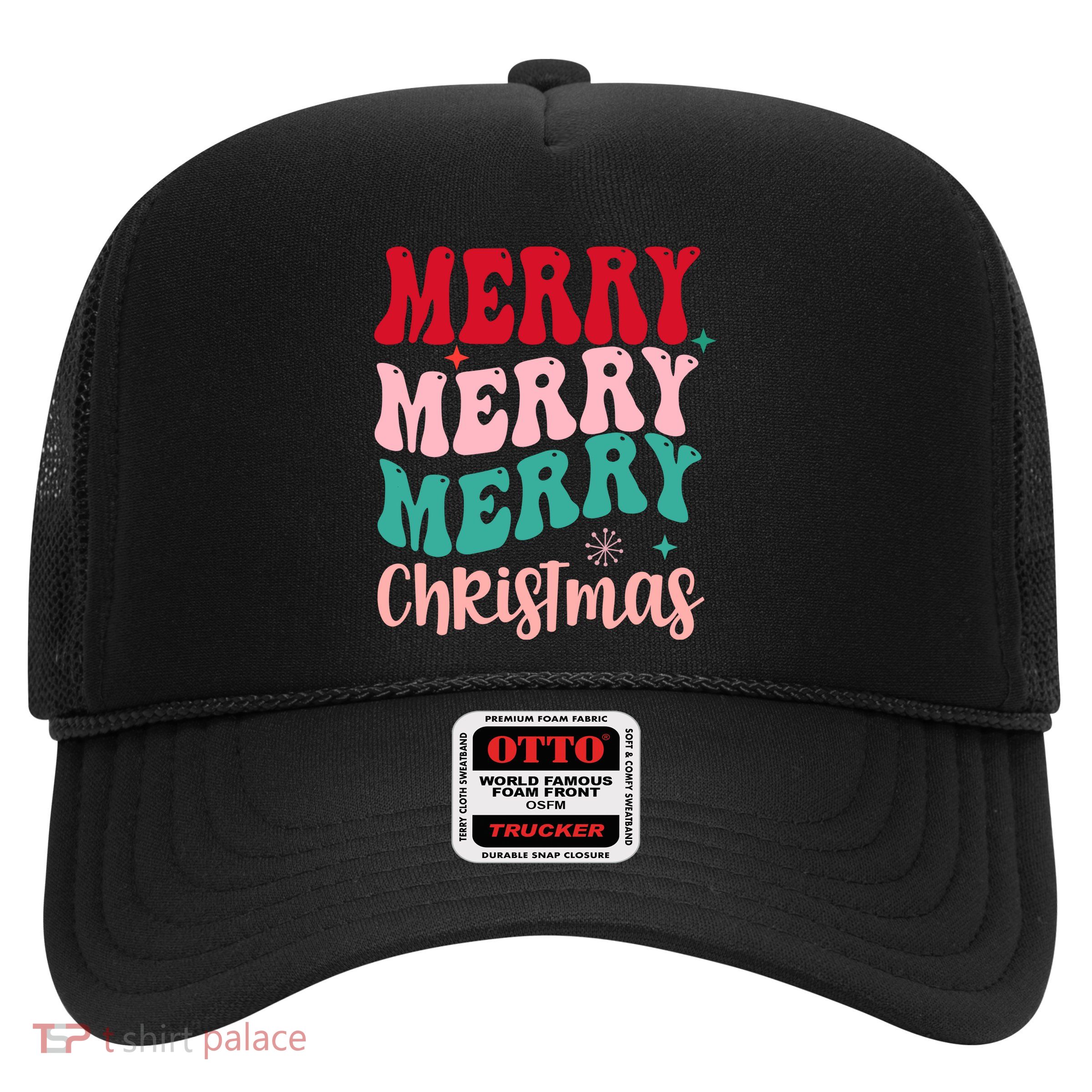 Merry Christmas Cute Holiday Groovy Trucker Hat