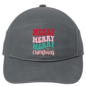 Merry Christmas Cute Holiday Groovy 7-Panel Snapback Hat