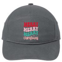 Merry Christmas Cute Holiday Groovy 7-Panel Snapback Hat
