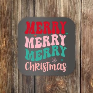 Merry Christmas Cute Holiday Groovy Coaster