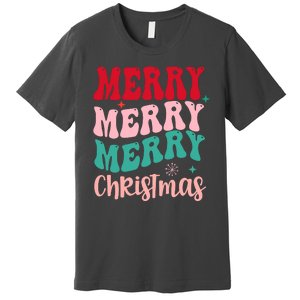 Merry Christmas Cute Holiday Groovy Premium T-Shirt