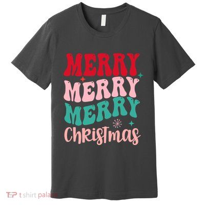 Merry Christmas Cute Holiday Groovy Premium T-Shirt