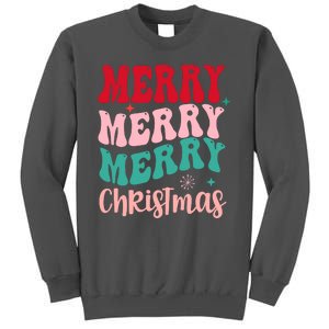 Merry Christmas Cute Holiday Groovy Tall Sweatshirt