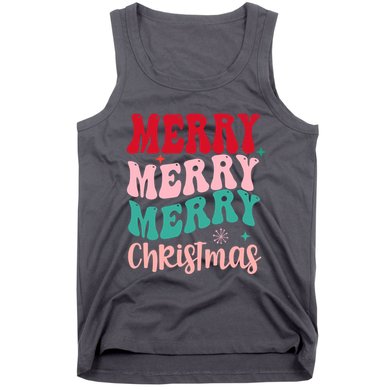 Merry Christmas Cute Holiday Groovy Tank Top