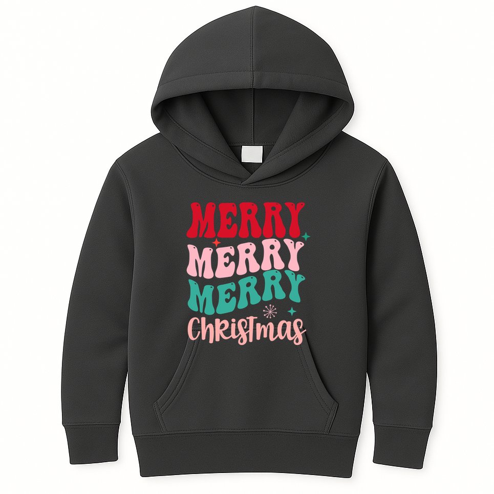 Merry Christmas Cute Holiday Groovy Kids Hoodie
