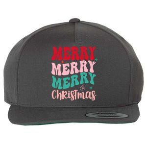 Merry Christmas Cute Holiday Groovy Wool Snapback Cap