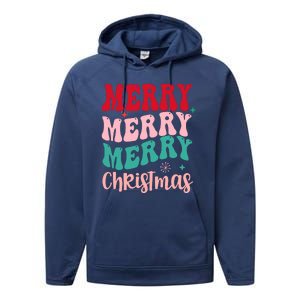 Merry Christmas Cute Holiday Groovy Performance Fleece Hoodie