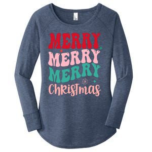 Merry Christmas Cute Holiday Groovy Women's Perfect Tri Tunic Long Sleeve Shirt