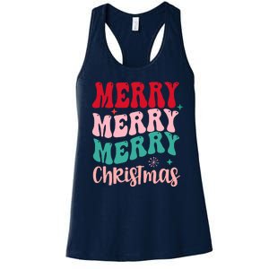 Merry Christmas Cute Holiday Groovy Women's Racerback Tank