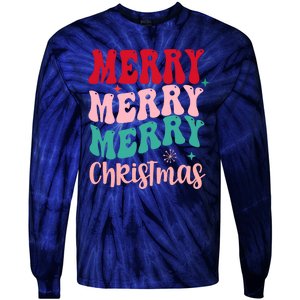 Merry Christmas Cute Holiday Groovy Tie-Dye Long Sleeve Shirt