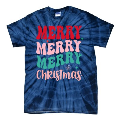 Merry Christmas Cute Holiday Groovy Tie-Dye T-Shirt