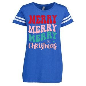 Merry Christmas Cute Holiday Groovy Enza Ladies Jersey Football T-Shirt