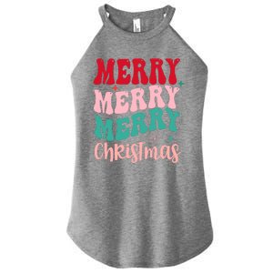 Merry Christmas Cute Holiday Groovy Women's Perfect Tri Rocker Tank