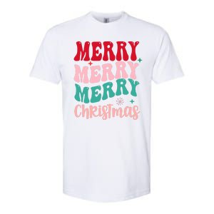 Merry Christmas Cute Holiday Groovy Softstyle CVC T-Shirt