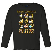 Merry Christmas Carol 12 Days Gift Toddler Long Sleeve Shirt