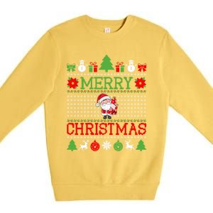 Merry Christmas Cute Santa Ugly Gift Premium Crewneck Sweatshirt