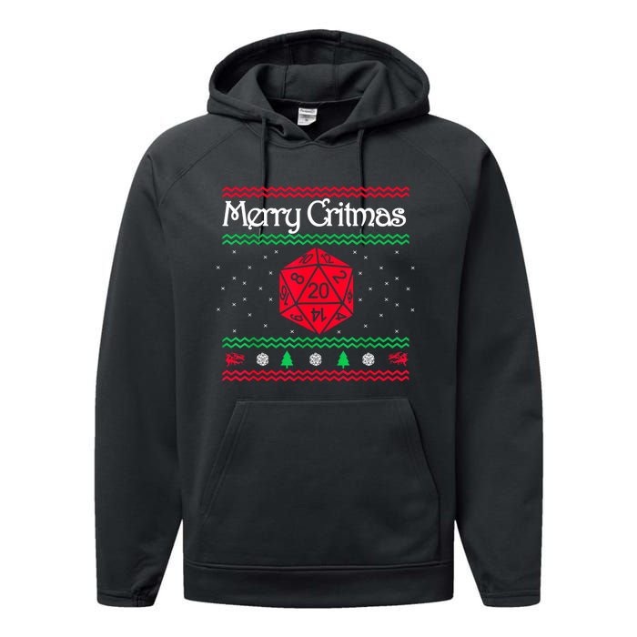 Merry Critmas Christmas D20 Rpg Board Game Role Play Performance Fleece Hoodie