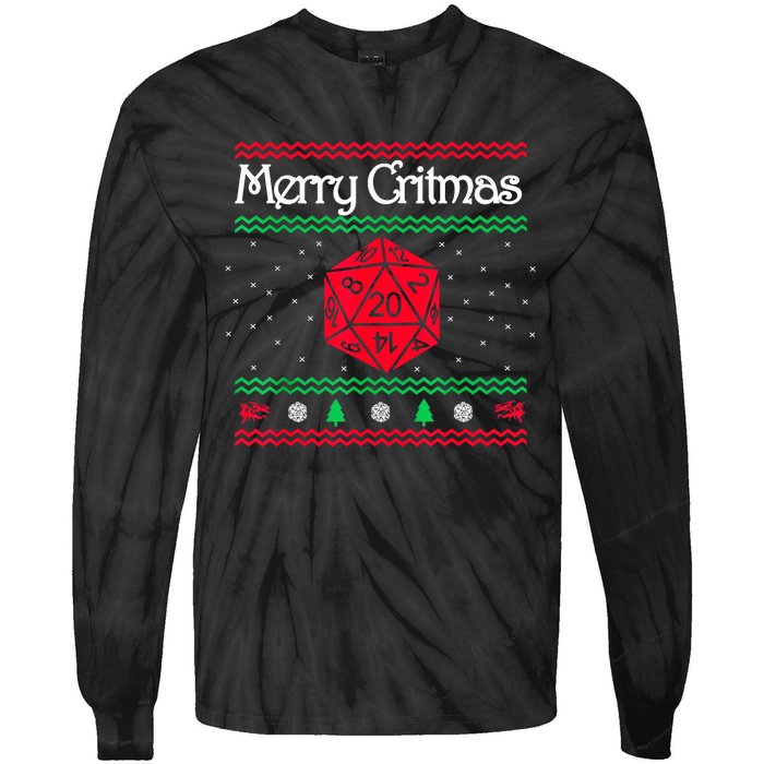 Merry Critmas Christmas D20 Rpg Board Game Role Play Tie-Dye Long Sleeve Shirt