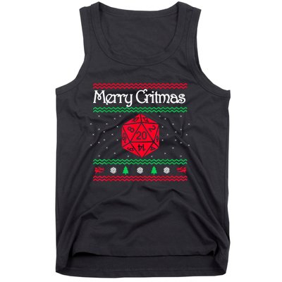 Merry Critmas Christmas D20 Rpg Board Game Role Play Tank Top