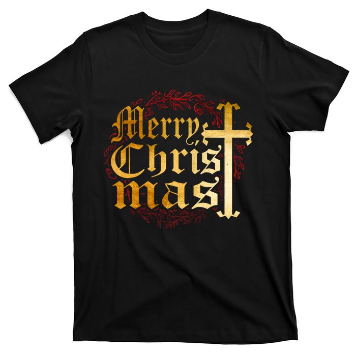 Merry Christmas Christian Cross Religious Family Matching T-Shirt